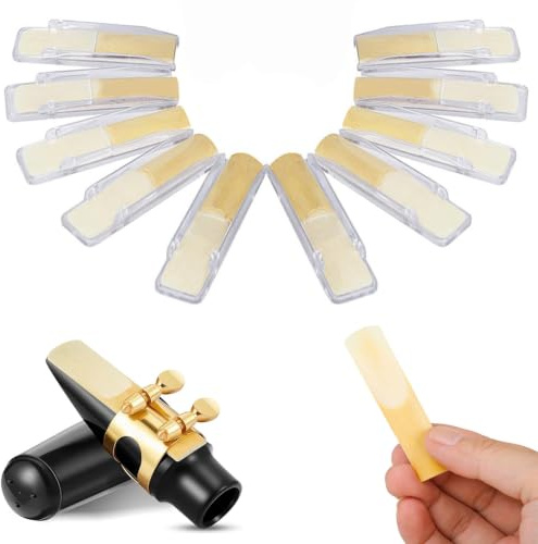 Altsaxophon-Blätter 10 Stück, Stärke 2,5 Altsaxophon-Blätter für professionelles Saxophon mit individuellem Kunststoffkoffer, dünnere Stimmzungenspitze und Schneidtechnologie, traditionelle