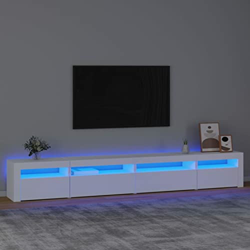 IKAYAA Mobile Porta TV con LED 270 cm Moderno per Soggiorno o Salotto-Bianco-270 x 35 x 40 cm