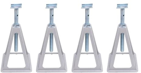 Lot de 4 Crics Stabilisateurs de Remorque en Aluminium Réglables de 28 à 44 Cm, Prend en 2,7 T, Supports de Cric à Vis pour Camping-Car, Remorques, Camping-Cars, Nivellement