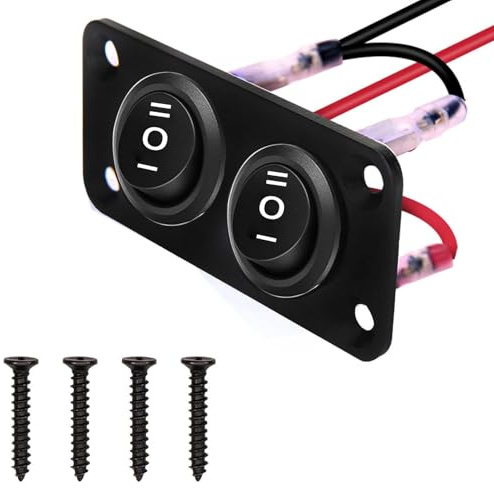 VISSQH 2 Stück Schwarz Runde kippschalter,12V EIN/AUS/EIN Wippschalter,3 Polige 6A/250V 10A/125V Runde Schalter,2 Gang Wippschalter Panel für Auto Boot,Haushaltsgeräten,Motorrädern usw.