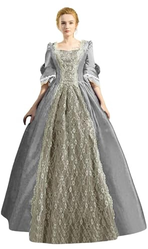 pvucpot Robe de bal pour femme Marie-Antoinette de la Renaissance avec imprimé floral médiéval et victorien - Costume d'Halloween
