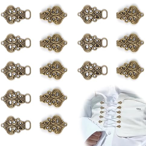 20x32mm Dirndl Schnalle 16 Stück (8 Paar), Metall Miederhaken