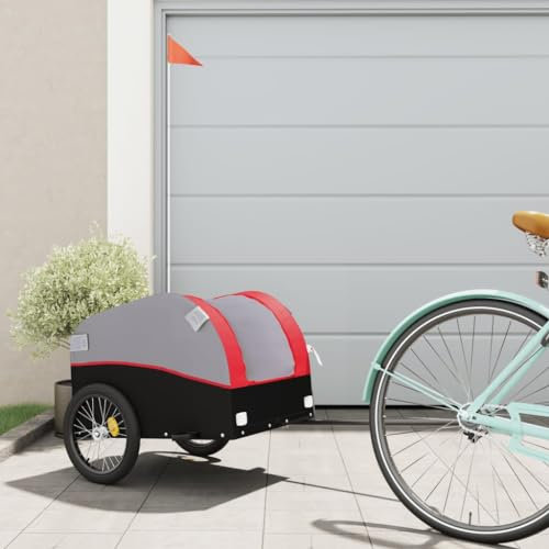 Somanki Fahrradanhänger Schwarz und Rot 30 kg Eisen, Fahrrad Anhänger, Lastenanhänger, Handwagen, Fahrrad-lastenanhänger, Lastenfahrrad - 94118