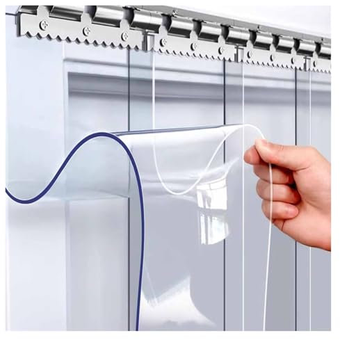 VXHCS PVC Transparenter Streifenvorhang, Türvorhang Aus 2mm Starkem Vinyl Garagenwaschanlagenvorhang, Türvorhang für Kühlräume, Schiebetürvorhang(1.05x2.4m)