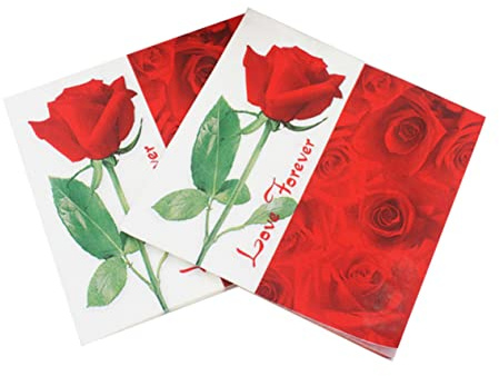 PRETYZOOM Rote Servietten Mit Rosenmuster Papierservietten Für Partys Feiern Und Zuhause Unbedenklich Anwendung