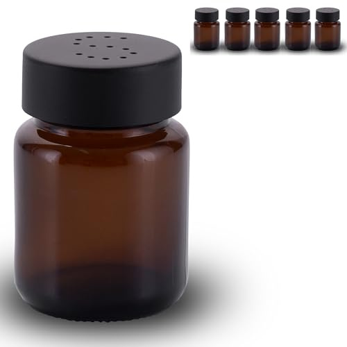 Koffs Design Lot de 5 salières et poivrières en verre marron - Shaker à sel avec couvercle en acier inoxydable - Salière pour poivre et sel - Salière de table petite et moderne