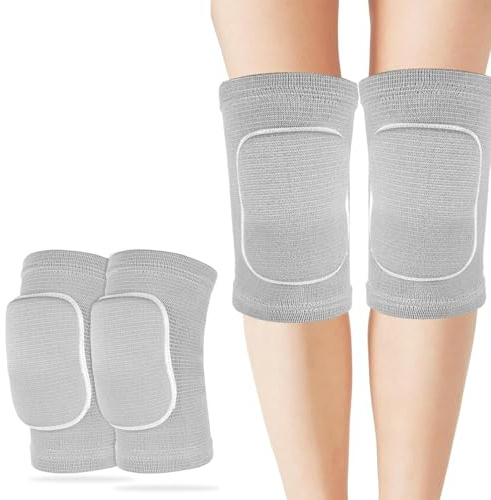 2er-Pack Knieschützer,Knieschoner für Volleyball, Atmungsaktive Knieschützer,Knieschützer für Herren und Damen,Tanz,nti-Kollision Weiches Verdickung Schwamm Knieschoner,Grau