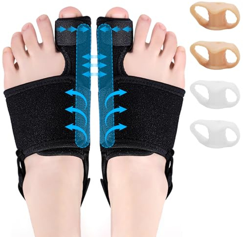 UZSUZZ Hallux Valgus Korrektur, 2x Hallux Valgus Korrektur Schiene Mit 4x Zehenspreizer zur Zehenbegradigung für Tag und Nacht, Hallux Valgus Bandage für Herren und Damen, Schmerzlinderung und Schutz