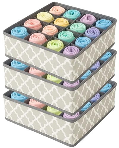 KATTAO Organizador cajones y armario 24 compartimentos - Organizador ropa interior, calcetines y cinturones - Organizadores de cajones - Drawer organizer