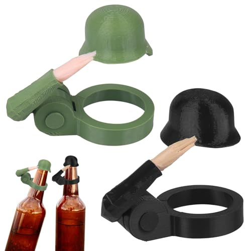 Bierflaschenhelm mit Soldatengruß MosQler 2 Stück Flaschenverschlüsse, Bierflaschen Helm Flaschenverschluss, Wiederverwendbar Dekorative Kappen, Staubdichte Schutzkappen für Veteranen ﻿