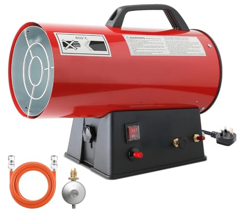 15 KW Portable Butane Propane LPG Gas Forced Air Space Heater, 51200 BTU Gas Space Heater for Workshops, Warehouse and Greenhouse, Red