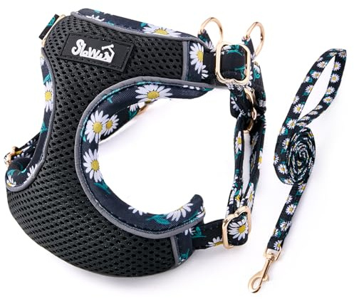 SlowTon No Pull Dog Harness with Leash - Adjustable Breathable Puppy Harness, Reflective Pet Harness for Small Medium Dogs Outdoor Walking Training