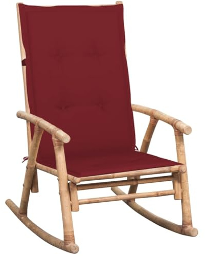 Qnhdfrt Sedia a dondolo in bambù con cuscino, per esterni, per terrazze, balcone, vinaccia, robusta, resistente alle intemperie