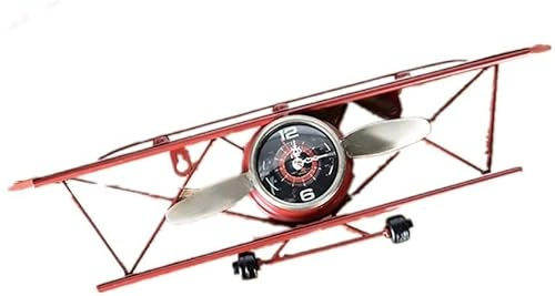 XJBTBA Aereo retroplano casa murale in Ferro battuto Orologio Parete Salotto Pranzo Camera da Letto per Bambini