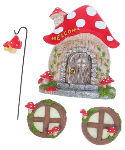 Toddmomy Adorno de Árbol Micropaisaje de Resina Que Oscuridad para Dormitorio, Diseño de Casa Miniatura de Hongo Gancho para Puertas y Ventanas, Decoración Versátil para Jardín Exterior
