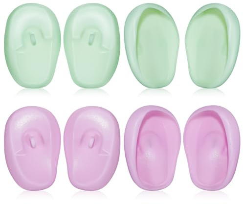 TOPBATHY Silicone Hair Dyeing Earmuffs and Ear Covers 4 Pairs Soft Waterproof Ear Protectors Comfortable Hairdressing Shield for Shower, Bathing and Hair Dryer Use
