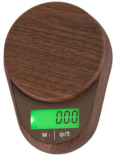 yeeplant Bärbar smyckesvåg 500 g med 0,01 g noggrannhet, mini elektronisk våg i träkorn, tarafunktion, bakgrundsbelyst skärm, mått 4,6 x 8,3 x 1 tum
