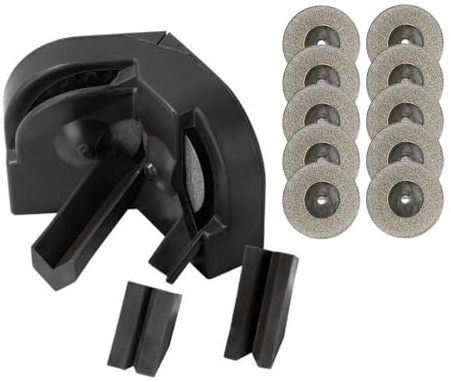 Drill Bit Sharpener Set, Drill Bit Grinder Kit, Electric Twist Drill Bit Sharpener with 10PCS Diamond Grinding Discs and 3 Auxiliary Tools, for Woodworking Metal Proc (Black)