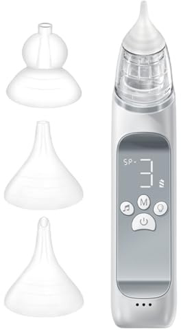 Näsaspirator för baby, näsaspirator, 3-nivåers justerbar silikonspets baby näsrengöring med färgglatt ljus och musik, automatisk anti-återflöde nässugare för
