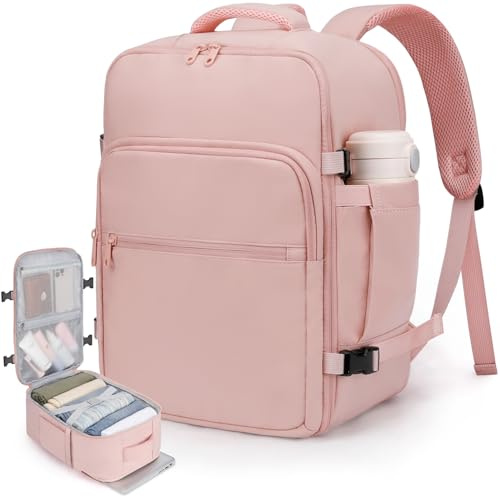 VSNOON Mochila Viaje Cabina Avion 40x30x20, 24L Mochila Viaje Ryanair Hombre Equipaje de Mano, Impermeable Mochila Avion para Computadora Portátil para Trabajo, Ryanair, Wizz Air, Vueling, Rosa