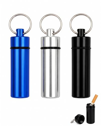 RAVNIX 3 Stück Mini Taschenaschenbecher Geruchsdicht Schlüsselanhänger, Mini Aschenbecher für Unterwegs mit Deckel für Unterwegs & Outdoor – Auslaufsichere Reiseaschenbecher für Auto, Camping & Reisen