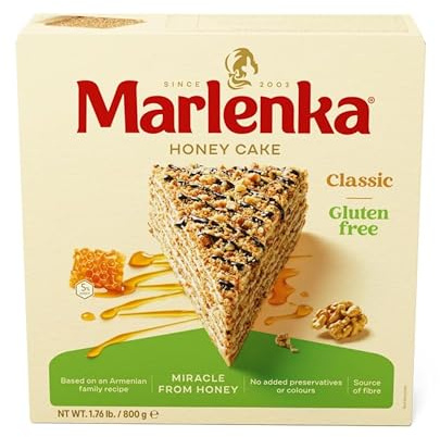 MARLENKA® Tarta de miel sin gluten con nueces – Pastel de miel, bizcocho, repostería tradicional (1 x 800 g)