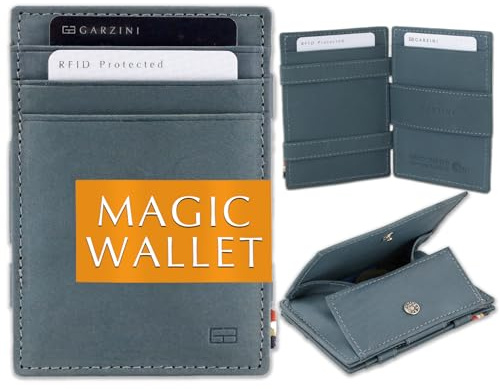 Garzini Portefeuille Magique Homme Cuir Véritable, 8 Fentes Cartes, Porte Carte RFID Protection, Portefeuille Compact - Porte Feuille et Porte Monnaie Homme