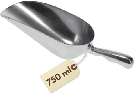 Aluminium Abwiegeschaufel 750 ml Rund Futterschaufel Alu Mehlschaufel Eisschaufel Handschaufel Gewürzschaufel Dosierschaufel Abfüllschaufel