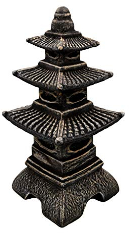 gartendekoparadies.de Stone pagoda in antique style Japanese stone lantern, H. 46 cm, 14 kg, multi-colored, frost-proof made of cast stone for outdoor use