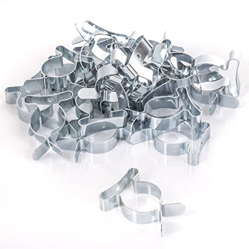 White Hinge Pack Of 25 Silver Tool Clips - 25mm Garage/Shed Storage Grip Tidies