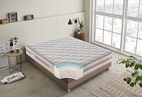materassi e doghe - Materasso 800 Molle Insacchettate Indipendenti - Alto 30 cm - 5 cm Memory Foam - Ortopedico - Ergonomico - 100% Made in Italy (Piazza e Mezza, 120x190 cm)