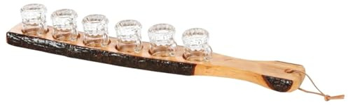 Bütic - Tavolino per Grappa, 6 o 8 Bicchieri, in Legno di faggio o Corteccia