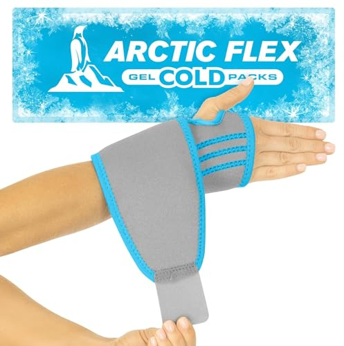 Arctic Flex HandgelenkEisbeutel – regenerierbare GelKompressionsunterstützung – Flexible WärmeKälteBandage für Verletzungen, Rheuma, Sehnenscheidenentzündung, Schwellungen und