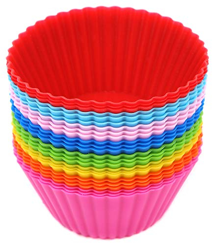LOKIPA Reusable Silicone Baking Cupcake Cases Cups,Muffin Cupcake Molds Pack of 24
