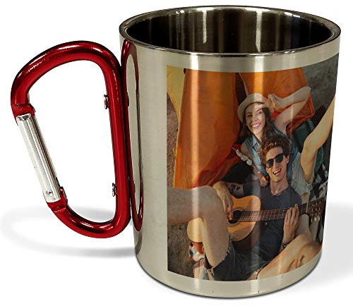 LolaPix Tazza Personalizzata con Foto e Testo. Acciaio Inox. Campeggio e Arrampicata. 300 ml. Trekking. Regalo Originale