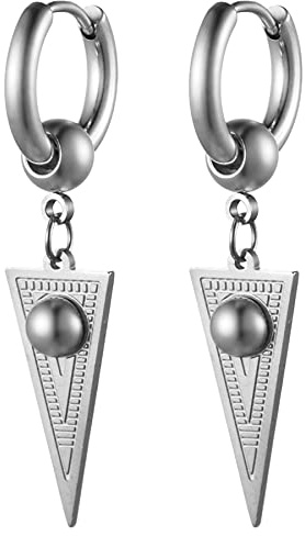 JewelryWe Schmuck Damen Herren Creolen Ohrringe Edelstahl Dreieck Ohrhänger Ohrstecker Silber Gold Schwarz Hip hop Geschenk