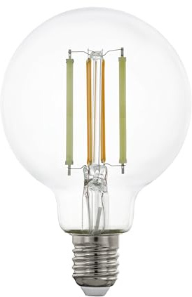 Eglo connect.z Smart Home bombilla LED E27, G80, ZigBee, control de voz | y de la aplicación, regulable, colores ajustables, 700 lúmenes, 6 vatios, vintage transparente