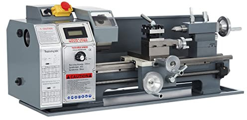 Mini Tour à métaux 1100 W avec écran LCD, Moteur 8''x16'' Mini Tour à métaux avec mandrin à 3 mâchoires, Tours à métaux 50-2250 TR/Min pour Outils de Travail du métal et usinage du Bois