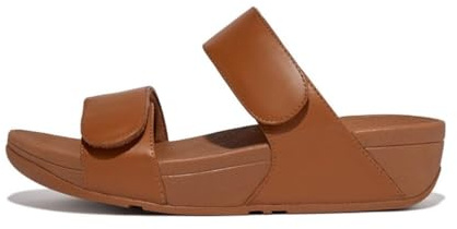 Fitflop Women's Lulu Adjustable Leather Slides Sandal, Light Tan, 4 UK