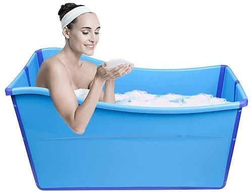 Große Größe, tragbare Eisbadewanne für Kleinkinder, Teenager, Zwillinge, Haustiere und kleine Erwachsene, faltbare Eisbadewanne für Zuhause und Unterwegs (Blau)