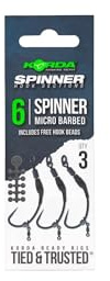 KORDA Spinner Hook Sections – Vorgebundene Hakensektion für das Karpfenangeln, perfekte Montage für Spinner Rigs, verschiedene Hakengrößen, 3 Stück pro Packung