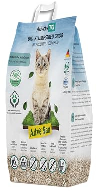 Adve® San Klumpendes Bio-Katzenstreu aus Holz - 100% Natürlich - Klumpstreu pflanzlich - Holzstreu - in der Toilette entsorgbar - 4.3 kg / 10 l (1 x 10 l)