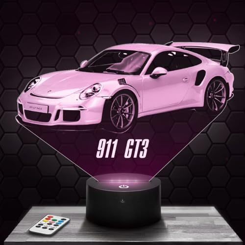 Lampephoto.fr - Auto sportive 911 GT3 3D Lampe, Touch Nachtlicht, AutoDekoration, Auto Geschenk, 3D Led Illusion Geschenkidee Weihnachten Geburtstag Junge und Mädchen TOP