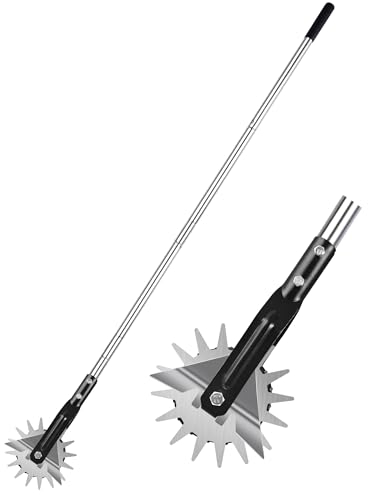 YEELOR Wheel Rotary Edger, Manual Lawn Edger, Hand Garden Edger with Strong 3 Sections Stainless Steel Handle with Cushion Grip, 58.3-Inch Length