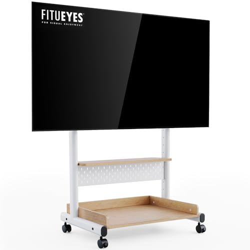 FITUEYES TV Ständer Rollbar Fernsehständer mit Rollen Bodenständer TV Rollwagen für 40-85 Zoll Fernseher höhenverstellbar hoch Max 60KG VESA 600x400 mm
