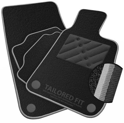 Car Mats to fit Mini Countryman (F60) 2017+ Black Carpet & Grey & Silver Colour-Tech Trim & Black Rectangle Heel Pad [SAPP-2244]