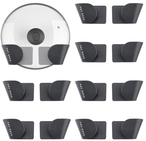 SUPERFINDINGS 6 Pairs Pot Lid Racks Plastic Pot Lid Holder Pot Lid Storage Organizer Adjustable Hanging Pot Lid Adjustable Hanging Pan Cover Wall Mount Pot Lid Stand Holder for Home Kitchen