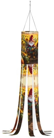 SABFWF Weihnachtlicher Windsack mit lustigem Zwergen-Druck, für Herbst, Winter, Thanksgiving, Outdoor und Geister-Thema, Windsack mit Stange