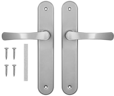 ADGO Türdrücker - Türklinke - Drückergarnitur - Haustürgriff - Tür Griffe Set Innen - Türgriffe - Langschildgarnitur - Griff ohne Schlüsselloch - Silber - Zimmertüren - Aluminium