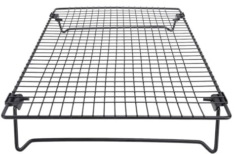 Alomejor Foldable Cooling Rack, Roasting Cooling Folding Rack Carbon Steel Black Cooling Rack for Baking